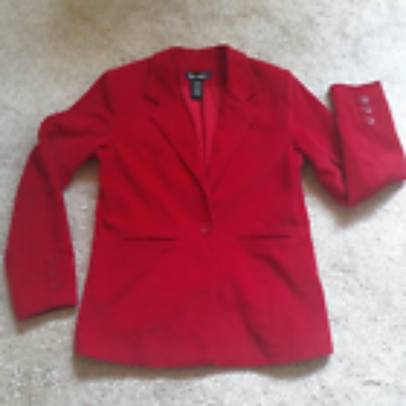 Red Corduroy Classic Single Breasted Women's Lined Blazer Single Button Sz XS - Picture 15 of 15